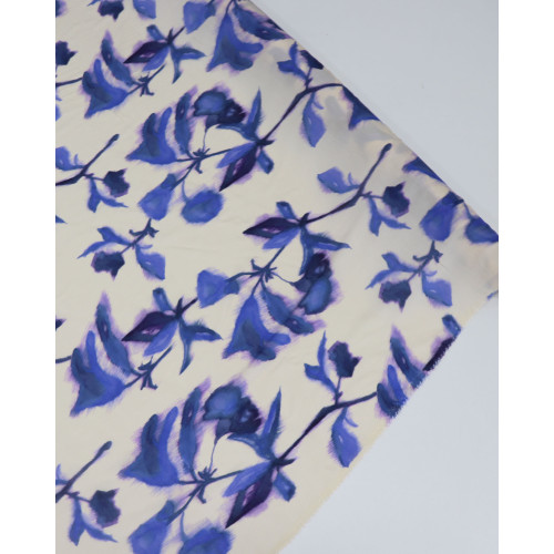 Tecido Viscose Fina Italiano Tie Dye Azul e Creme 