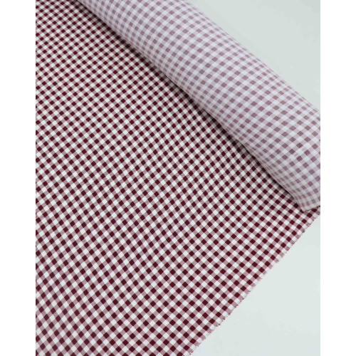 Tecido Crepe Koshibo Quadriculado Branco e Marsala (1.2m)
