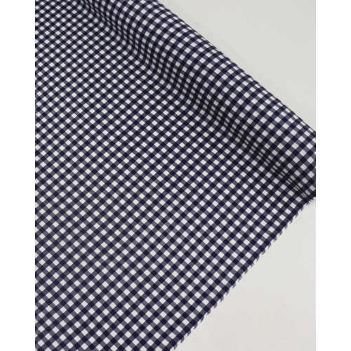 Tecido Viscose Micro Quadriculado Branco e Azul Marinho