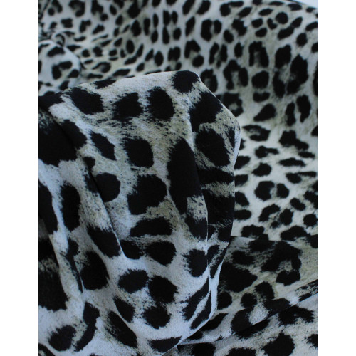 Tecido Crepe Bubble com Elastano Animal Print Cinza