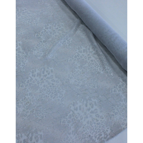 Tecido Crepe Chiffon com Foil Animal Print Cinza Prata
