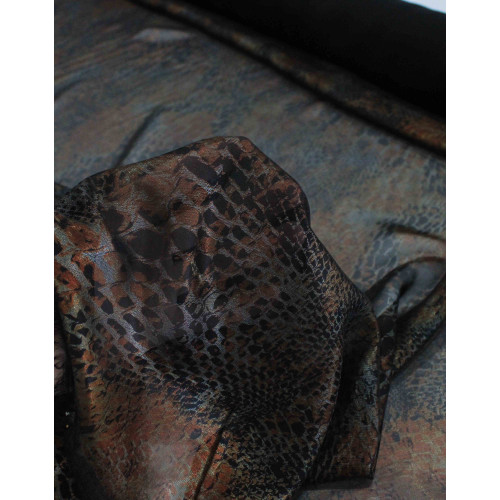 Tecido Crepe Chiffon com Foil Animal Print Preto