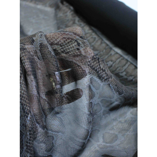 Crepe Chiffon com Foil Animal Print Cobra Preto