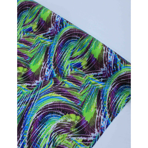Tecido Crepe Silk Abstrato Verde e Roxo