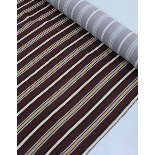 Tecido Viscose Premium Multi Listras Tons Terrosos