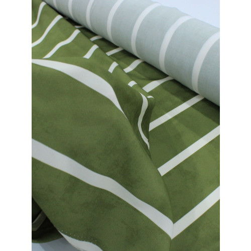 Tecido Viscose Premium Listras Estonadas Verde Oliva e Creme