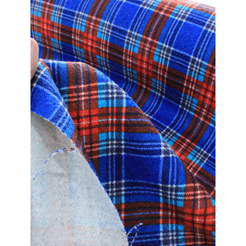 Tecido Tweed Italiano Xadrez Azul e Vermelho