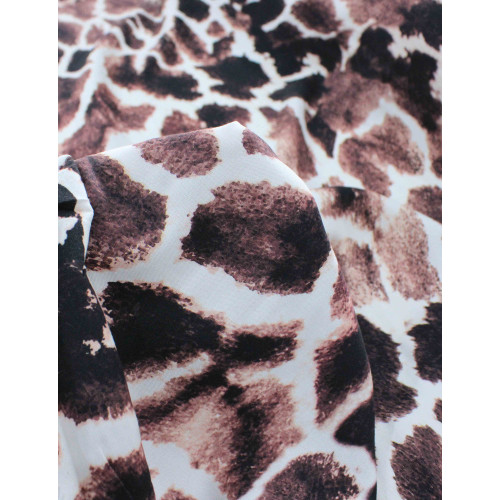 Tecido Viscose Italiana Macro Animal Print Tons de Marrom