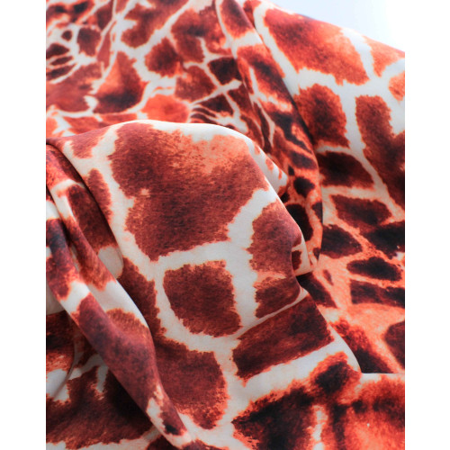Tecido Viscose Italiana Macro Animal Print Tons de Ferrugem