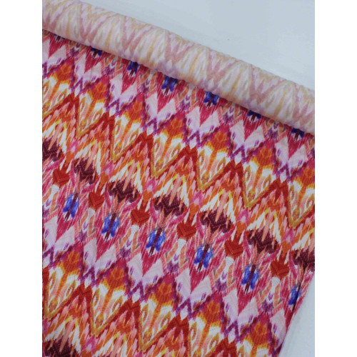 Tecido Viscose Italiana Chevron Étnico Tons de Rosa