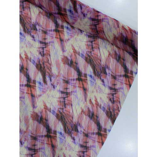 Tecido Crepe Chiffon Italiano com Lurex Abstrato Tons de Rosa