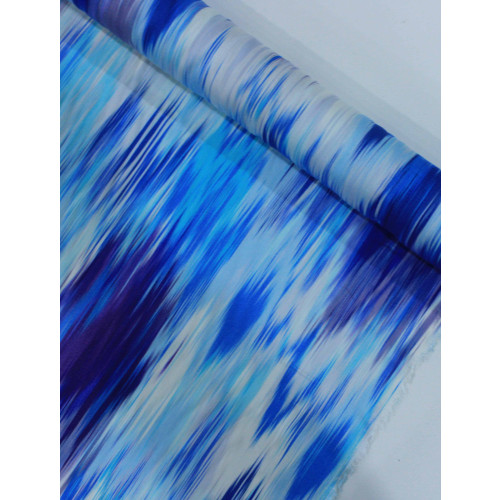 Tecido Viscose Italiano Pintura Abstrata Tons de Azul