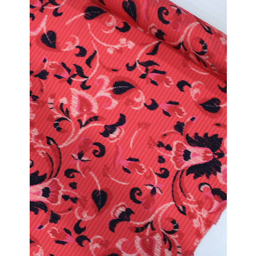 Tecido Crepe Silk Italiano Flores em Vermelho