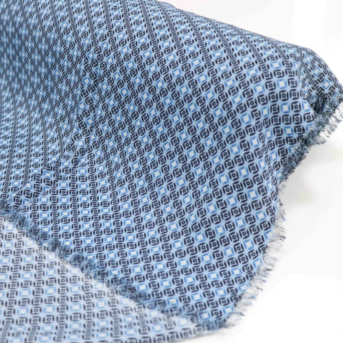 Tecido Crepe Koshibo Xadrez Diagonal Azul