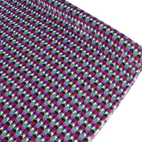 Tecido Veludo Italiano Geométrico Marsala Verde e Roxo (1m)