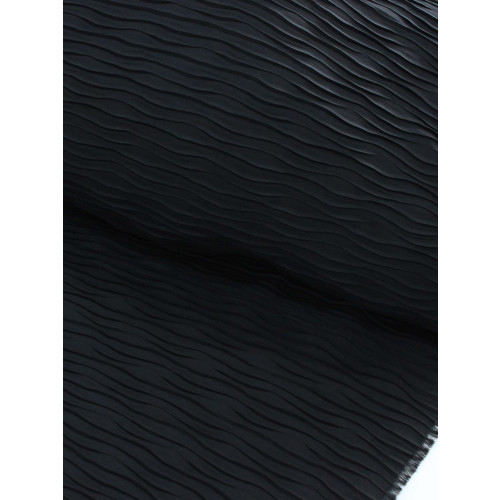Tecido Crepe Plissado Ondas Preto