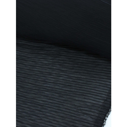 Tecido Crepe Plissado Tranças Preto