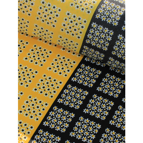 Tecido Crepe GGT Geométrico Amarelo e Preto