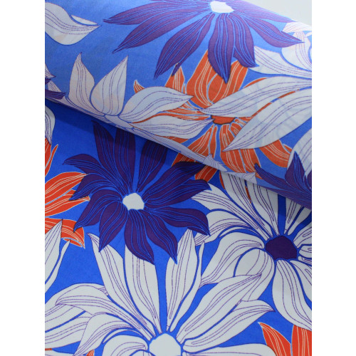 Tecido Crepe GGT Flores Tons de Azul