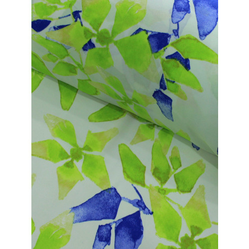 Tecido Crepe GGT Flores Abstratas Verde e Azul