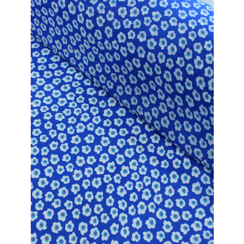 Tecido Crepe GGT Micro Floral Branco e Azul