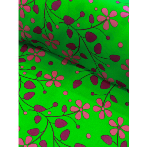 Tecido Crepe GGT Floral Tons de Rosa e Verde