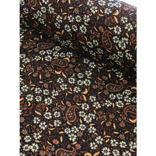 Tecido Viscose Texturixzada Preto e Tons Terrosos