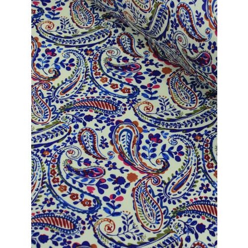 Tecido Viscose Macro Cashmere Azul Marrom e Bege