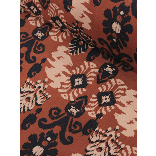 Tecido Viscose Abstrato Tribal Terracota e Preto