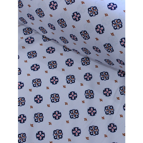 Tecido Viscose Porcelana Retro Gelo e Azul