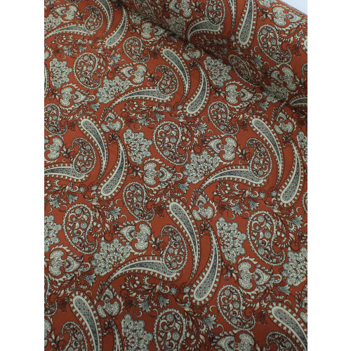 Tecido Viscose Macro Cashmere Terracota e Bege