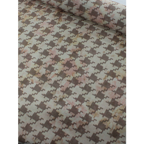 Tecido Linho Pied-de-Poule Marrom e Areia