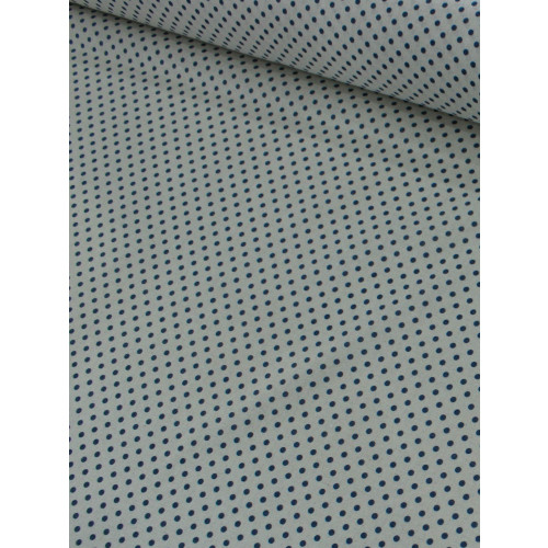 Tecido Linho Misto Bolinhas Vintage Azul 