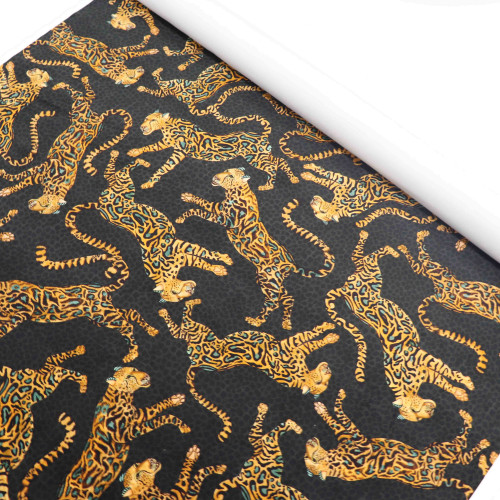 Tecido Suede Italiano Animal Print Leopardo e Azul Marinho