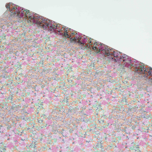 Tecido Crepe Chiffon Texturizado Italiano Multifloral Colorido