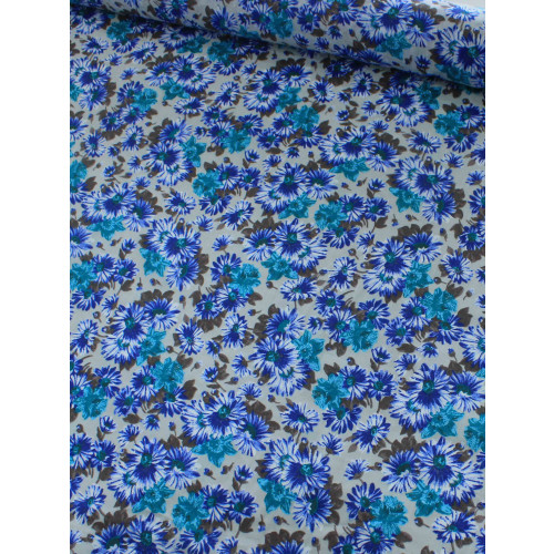 Tecido Cambraia de Algodão Floral Azul