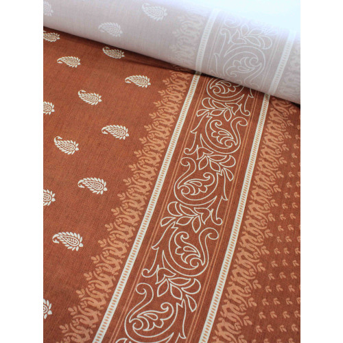 Tecido Viscose Premium Cashmere com Barrado Terracota e Bege