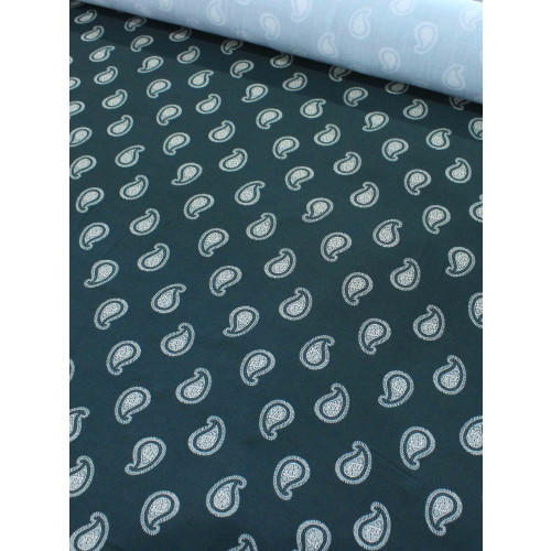 Tecido Viscose Premium Micro Cashmere Verde Petróleo e Off-White