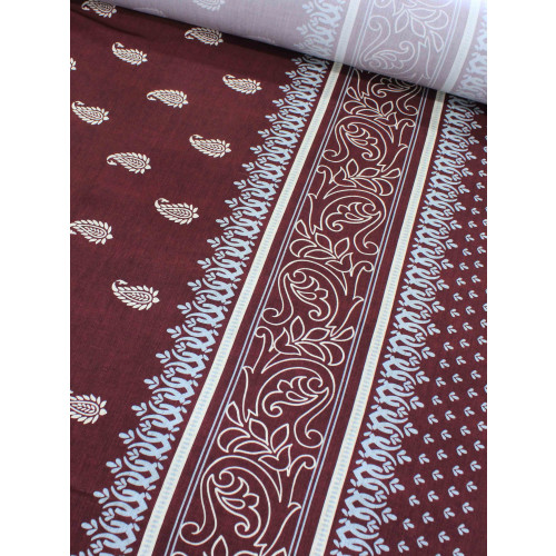 Tecido Viscose Premium Barrado Cashmere Vinho e Off-White