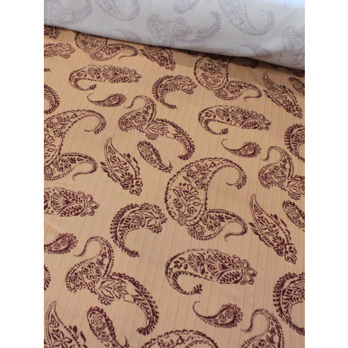 Tecido Viscose Premium Cashmere Trabalhada Marrom Claro e Vinho