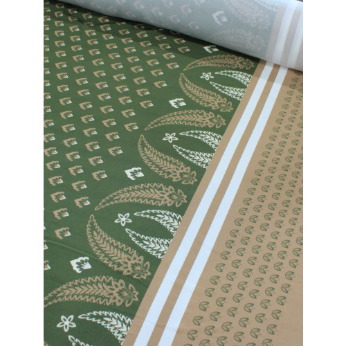 Tecido Viscose Premium Barrado Cashmere e Listras Verde Oliva e Bege