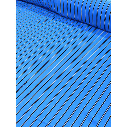 Tecido Viscose Listrado Azul, Branco e Preto