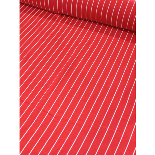 Tecido Viscose Listrado Vermelho e Branco