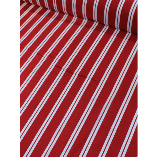 Tecido Viscose Listrado Vermelho e Branco