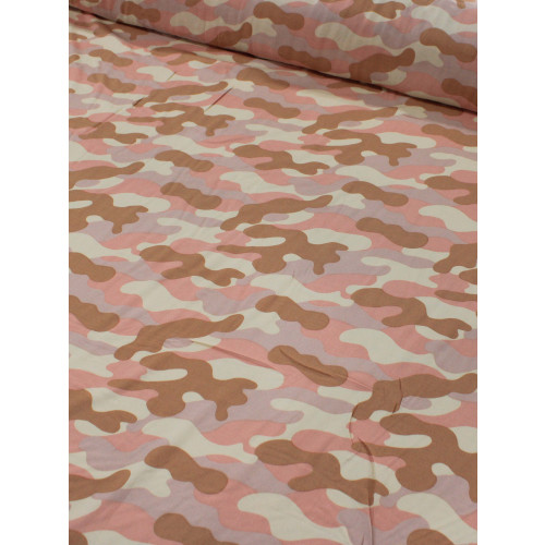 Tecido Viscose Camuflado Rosa, Rosê e Nude