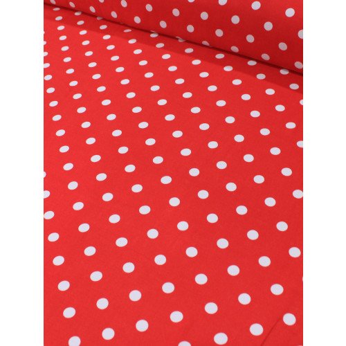 Tecido Viscose Poá Vermelho e Branco