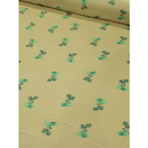 Tecido Viscose Mini Palmeiras Fundo Bege