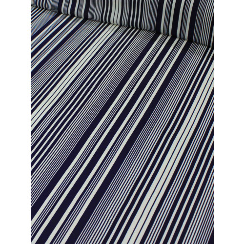 Tecido Viscose Listrado Azul Marinho e Creme