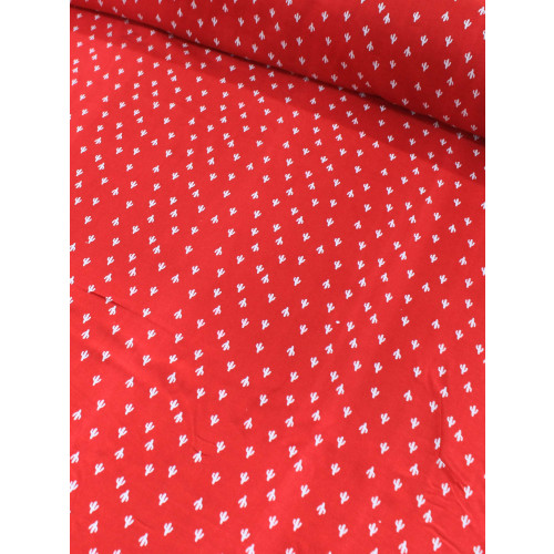 Tecido Viscose Micro Cacto Vermelho e Branco