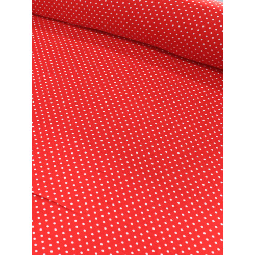 Tecido Viscose Micro Poá Vermelho e Branco